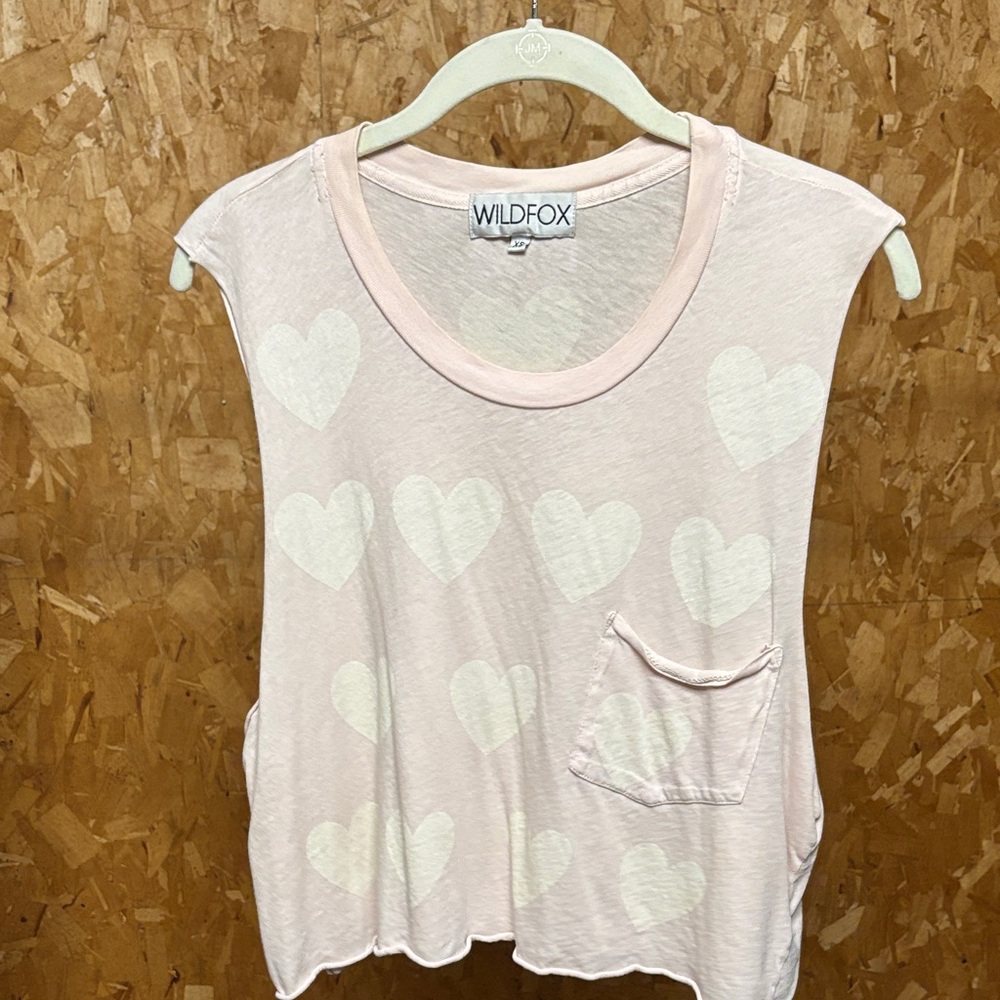 Wildfox Blush Heart Patterned Sleeveless Top